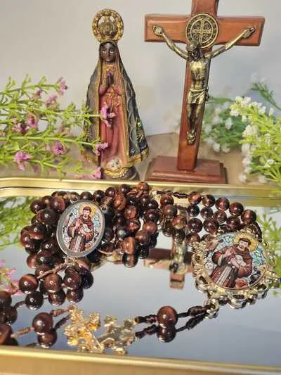 Terço de São Francisco de Assis Pedra Olho de Tigre
